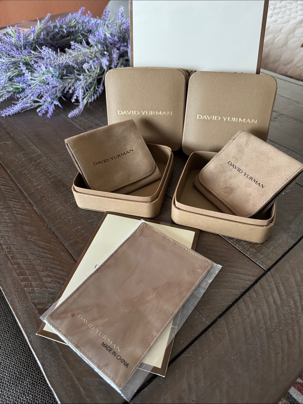David Yurman Tan Jewelry Pouches and Boxes Set 7pcs
